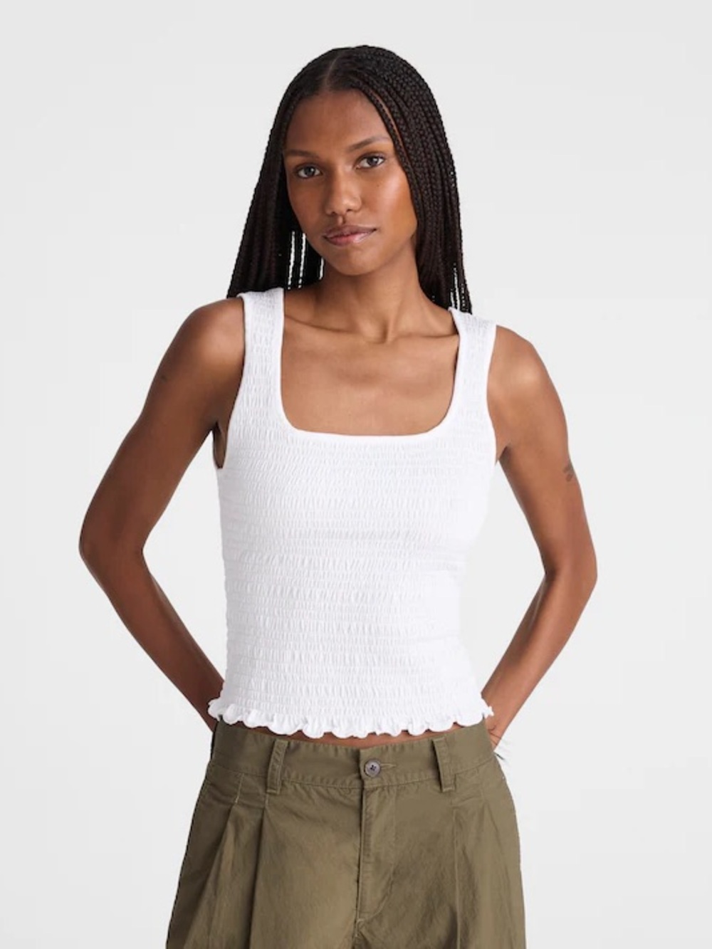 Madewell Smocked Scoop-Neck Tank